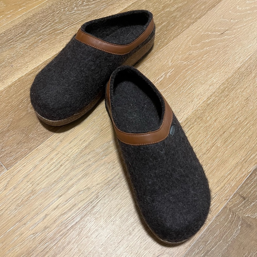 Women’s Geisswein Chamereau Gray Wool Felt Slipper Clog Size 38 EU 7 7.5 US